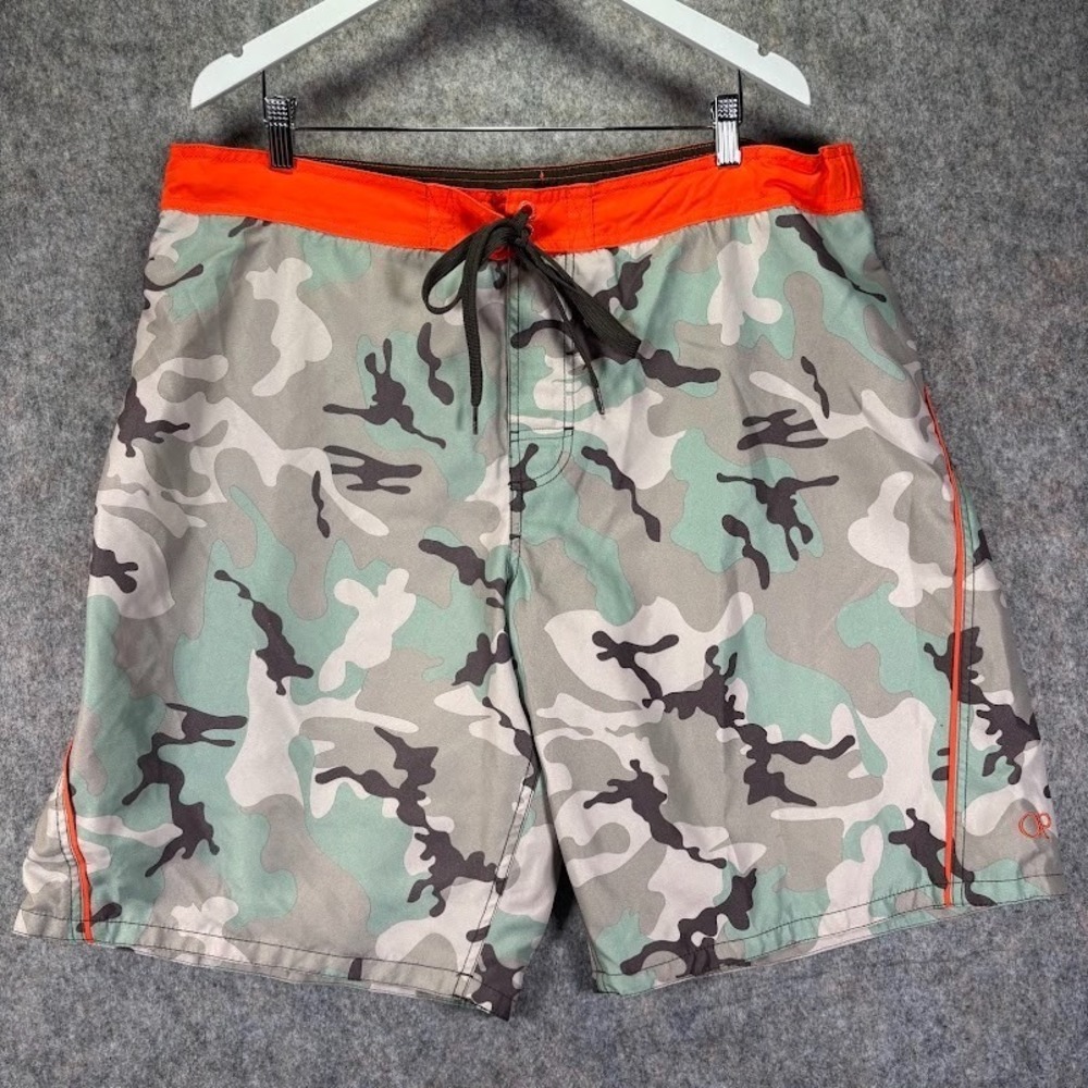 OP Ocean Pacific Swim Trunks Mens XL Camo Shorts Mesh Lined Surfing 40-42 Pocket